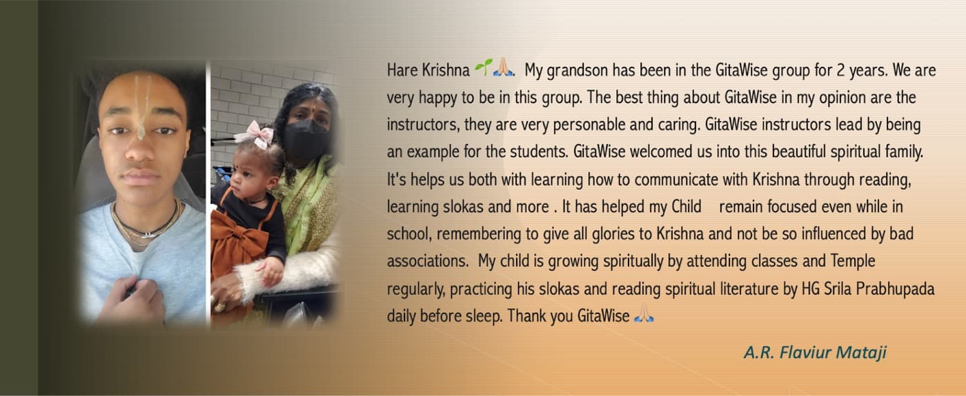 Testimonial from a GitaWise family (2 of 7)
